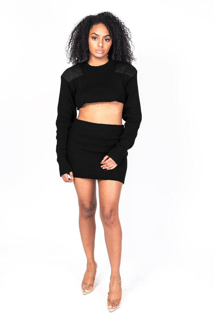 Black Knit Collection Crop